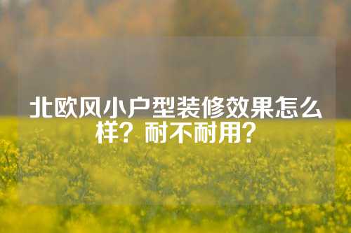 北欧风小户型装修效果怎么样？耐不耐用？