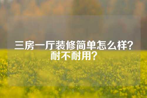 三房一厅装修简单怎么样？耐不耐用？