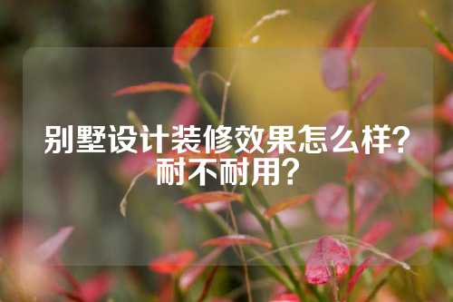 别墅设计装修效果怎么样？耐不耐用？