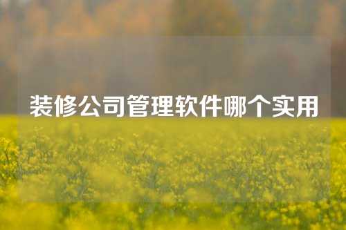 装修公司管理软件哪个实用