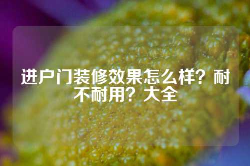 进户门装修效果怎么样？耐不耐用？大全