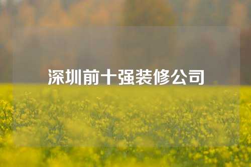 深圳前十强装修公司