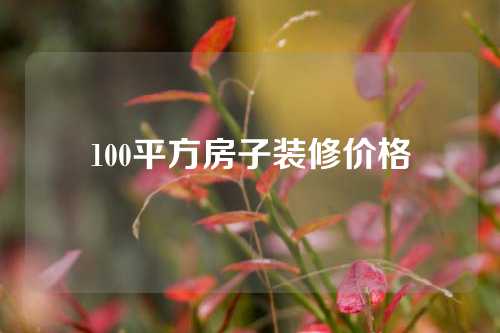 100平方房子装修价格