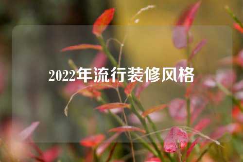 2022年流行装修风格