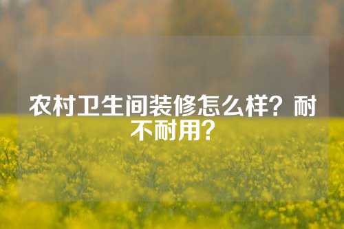 农村卫生间装修怎么样？耐不耐用？