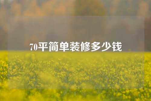 70平简单装修多少钱